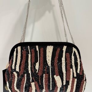 Chic Beaded Crossbody Bag - Black, Brown, Cream